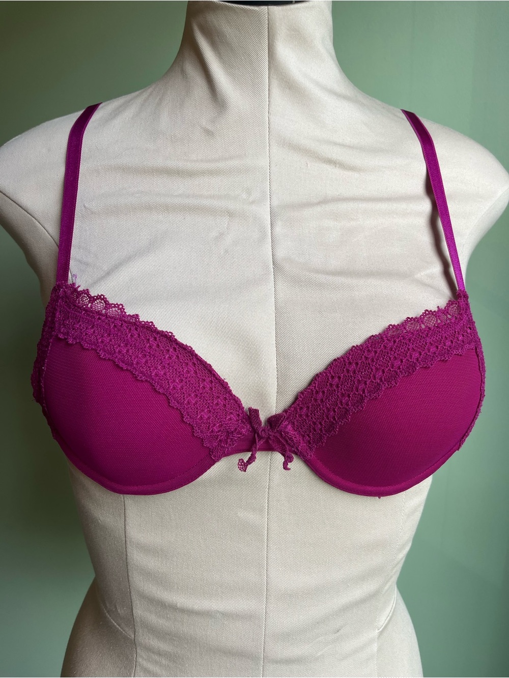 aerie Magenta Lace-Trim Push-Up Bra